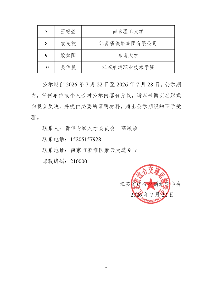 苏交学办〔2026〕59 号 关于2026年江苏省青年科技人才托举工程拟资助对象的公示_已签章_2.jpg